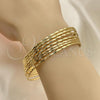 Oro Laminado Semanario Bangle, Gold Filled Style Diamond Cutting Finish, Golden Finish, 07.93.0006.06