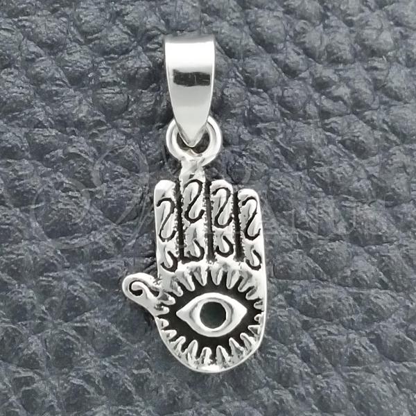 Sterling Silver Religious Pendant, Hand of God Design, Polished, Silver Finish, 05.399.0010