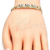 Oro Laminado ID Bracelet, Gold Filled Style Elephant Design, with Garnet and White Crystal, Polished, Golden Finish, 03.351.0004.07