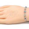 Sterling Silver Fancy Bracelet, Heart Design, with Multicolor Cubic Zirconia, Polished, Rhodium Finish, 03.175.0001.11