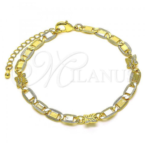 Oro Laminado Fancy Bracelet, Gold Filled Style Mariner and Butterfly Design, Polished, Golden Finish, 03.63.2275.07