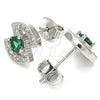 Sterling Silver Stud Earring, with Green and White Cubic Zirconia, Polished, Rhodium Finish, 02.369.0006.1