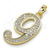 Oro Laminado Fancy Pendant, Gold Filled Style with White Cubic Zirconia, Polished, Golden Finish, 05.185.0029