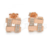 Sterling Silver Stud Earring, with White Micro Pave, Polished, Rose Gold Finish, 02.174.0081.1