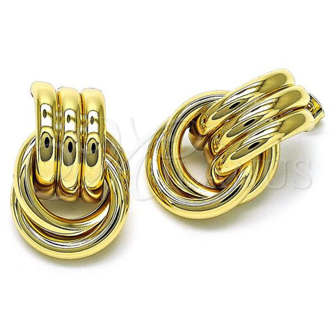 Oro Laminado Stud Earring, Gold Filled Style Love Knot and Twist Design, Polished, Golden Finish, 02.170.0461