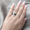 Stainless Steel Mens Ring, Heart Design, with White Crystal, Blue Enamel Finish, Steel Finish, 01.63.0697.08