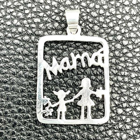 Sterling Silver Fancy Pendant, Little Girl and Little Boy Design, Polished, Silver Finish, 05.392.0072