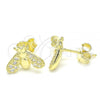 Sterling Silver Stud Earring, Bee Design, with White Cubic Zirconia, Polished, Golden Finish, 02.336.0129.2