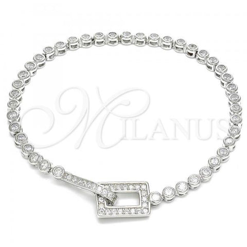 Sterling Silver Fancy Bracelet, with White Cubic Zirconia, Polished, Rhodium Finish, 03.286.0001.08