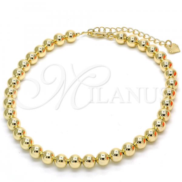 Oro Laminado Fancy Anklet, Gold Filled Style Chunky Design, Polished, Golden Finish, 03.93.0009.10