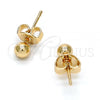 Oro Laminado Stud Earring, Gold Filled Style Ball Design, Polished, Golden Finish, 5.128.008