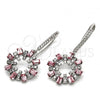 Rhodium Plated Dangle Earring, with Light Rose Swarovski Crystals and White Crystal, Polished, Rhodium Finish, 02.26.0174