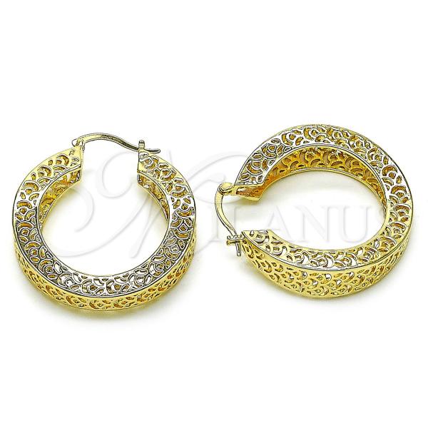 Oro Laminado Medium Hoop, Gold Filled Style Chunky Design, Polished, Golden Finish, 02.170.0491.35