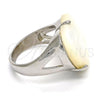 Stainless Steel Multi Stone Ring, Heart Design, with Ivory Mother of Pearl, Polished, Steel Finish, 01.235.0004.1.09 (Size 9)