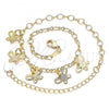 Oro Laminado Charm Anklet , Gold Filled Style Butterfly Design, Diamond Cutting Finish, Golden Finish, 03.63.2195.10