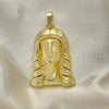 Oro Laminado Religious Pendant, Gold Filled Style Jesus Design, Diamond Cutting Finish, Golden Finish, 05.120.0034