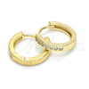 Oro Laminado Huggie Hoop, Gold Filled Style with White Cubic Zirconia, Polished, Golden Finish, 02.221.0057.15