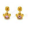 Stainless Steel Stud Earring, Flower Design, with Rose Crystal, Polished, Golden Finish, 02.271.0019.8