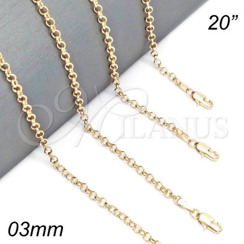 Oro Laminado Basic Necklace, Gold Filled Style Rolo Design, Polished, Golden Finish, 5.223.021.20