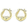 Oro Laminado Small Hoop, Gold Filled Style Heart Design, Polished, Golden Finish, 02.233.0040.15