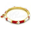 Oro Laminado Individual Bangle, Gold Filled Style Ladybug Design, with White Crystal, Red Enamel Finish, Golden Finish, 07.254.0003.1.03 (06 MM Thickness, Size 3 - 2.00 Diameter)