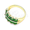 Oro Laminado Multi Stone Ring, Gold Filled Style with Green Cubic Zirconia, Polished, Golden Finish, 01.346.0020.3.09