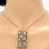 Oro Laminado Earring and Pendant Adult Set, Gold Filled Style with White Crystal, Polished, Golden Finish, 10.306.0008