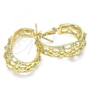 Oro Laminado Huggie Hoop, Gold Filled Style Flower Design, Polished, Golden Finish, 02.163.0118.20