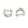 Sterling Silver Huggie Hoop, with White Cubic Zirconia, Polished, Rhodium Finish, 02.290.0002.10