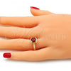 Oro Laminado Multi Stone Ring, Gold Filled Style with Garnet Cubic Zirconia, Polished, Golden Finish, 01.284.0044.1.06