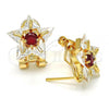 Oro Laminado Stud Earring, Gold Filled Style Star Design, with Ruby and White Cubic Zirconia, Polished, Golden Finish, 02.217.0082.1 *PROMO*