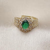 Oro Laminado Multi Stone Ring, Gold Filled Style Cluster Design, with Green and White Cubic Zirconia, Polished, Golden Finish, 01.196.0036