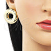 Oro Laminado Stud Earring, Gold Filled Style Hollow Design, Polished, Golden Finish, 02.428.0036