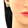 Oro Laminado Stud Earring, Gold Filled Style Heart Design, with Ruby Micro Pave, Polished, Golden Finish, 02.156.0468.1