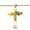 Stainless Steel Pendant Necklace, Crucifix Design, Polished, Golden Finish, 04.116.0049.30