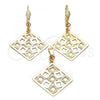 Oro Laminado Earring and Pendant Adult Set, Gold Filled Style Polished, Golden Finish, 11.005