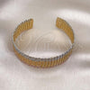 Oro Laminado Individual Bangle, Gold Filled Style Filigree and Twist Design, Polished, Tricolor, 07.170.0010