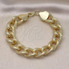 Oro Laminado Fancy Bracelet, Gold Filled Style Miami Cuban Design, Diamond Cutting Finish, Golden Finish, 03.331.0236.09