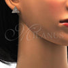 Oro Laminado Stud Earring, Gold Filled Style with White Cubic Zirconia, Polished, Golden Finish, 02.213.0052