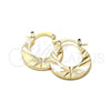 Oro Laminado Small Hoop, Gold Filled Style Flower Design, Diamond Cutting Finish, Golden Finish, 5.157.031