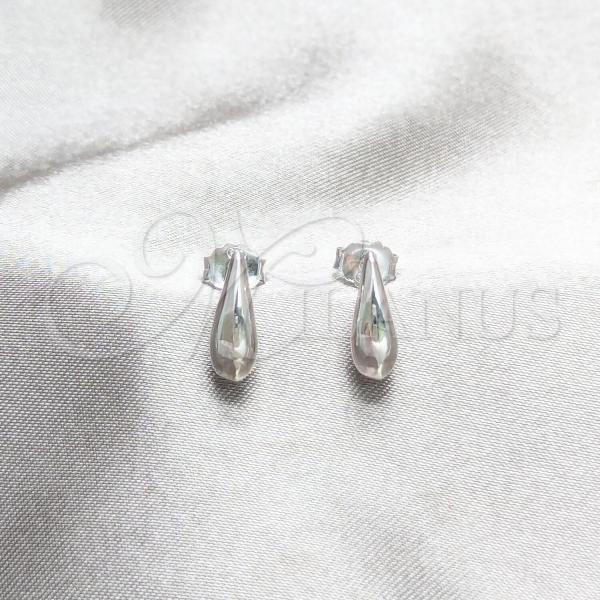 Sterling Silver Stud Earring, Teardrop Design, Polished, Silver Finish, 02.401.0100