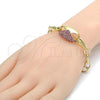 Oro Laminado Fancy Bracelet, Gold Filled Style with Rhodolite Crystal, Polished, Golden Finish, 03.59.0062.09