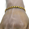 Stainless Steel Basic Bracelet, Curb Design, Polished, Golden Finish, 03.256.0017.08