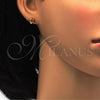 Stainless Steel Stud Earring, Flower Design, with Light Brown Crystal, Polished, Golden Finish, 02.271.0019