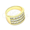 Oro Laminado Multi Stone Ring, Gold Filled Style with White Cubic Zirconia, Polished, Golden Finish, 01.346.0017.07