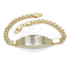 Oro Laminado ID Bracelet, Gold Filled Style Elephant and Owl Design, Polished, Golden Finish, 03.63.1913.08