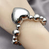 Rhodium Plated Fancy Bracelet, Heart and Ball Design, Polished, Rhodium Finish, 03.341.0219.1.08