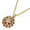 Oro Laminado Pendant Necklace, Gold Filled Style with Garnet Micro Pave, Polished, Golden Finish, 04.156.0316.2.20