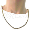 Oro Laminado Basic Necklace, Gold Filled Style Rope Design, Polished, Golden Finish, 5.222.033.30