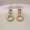 Oro Laminado Stud Earring, Gold Filled Style Diamond Cutting Finish, Golden Finish, 02.163.0341